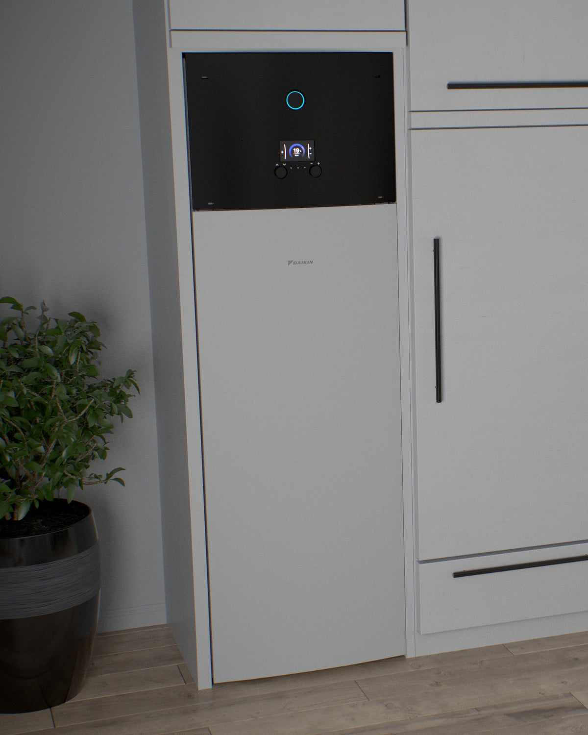DAIKIN Altherma 3 R XL 14 kW – 230 l · 1 zóna, 3f — vnútorná jednotka v interiéri, kuchyňa