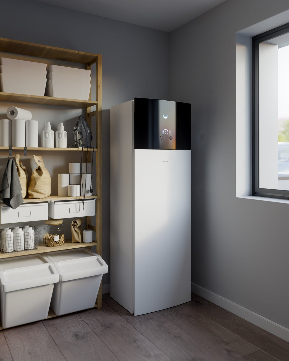 DAIKIN Altherma 3 R XL 14 kW – 180 l · 1 zóna — vnútorná jednotka v interiéri, technická miestnosť