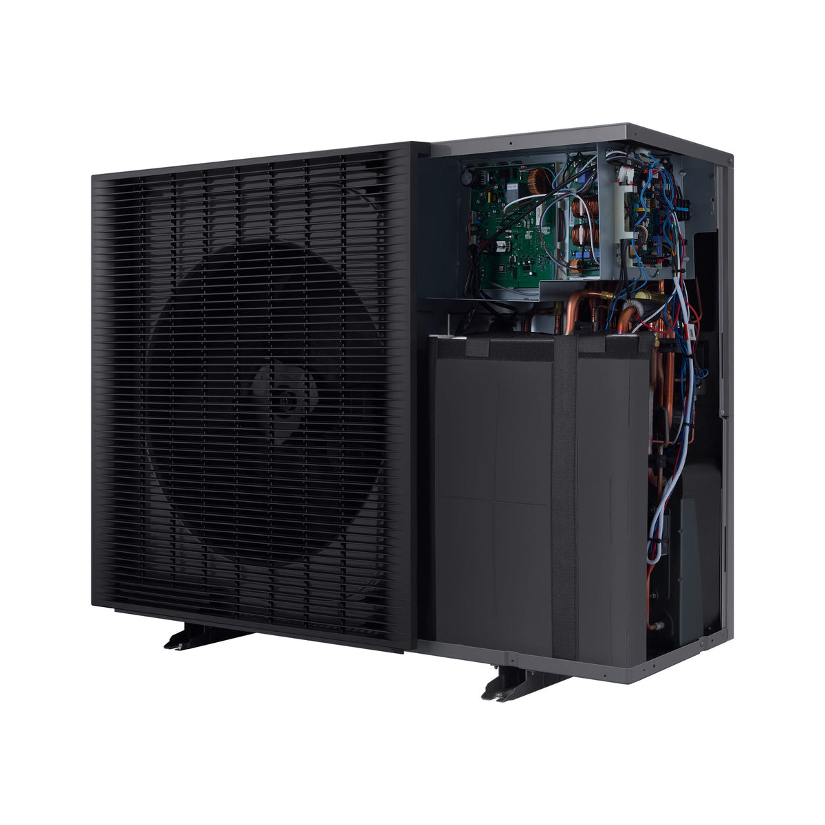 SAMSUNG EHS Mono HT vonkajšia jednotka 12 kW 1f — pohľad zboku bez krytu elektroniky